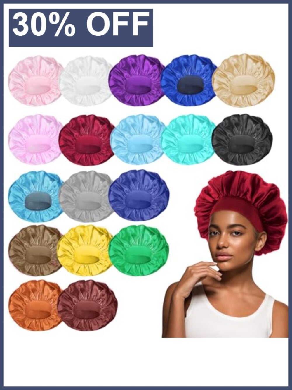 Satin Bonnet for Sleeping Wide Band Hair Wrap Cap Elastic Non-Slip Sleep Cap